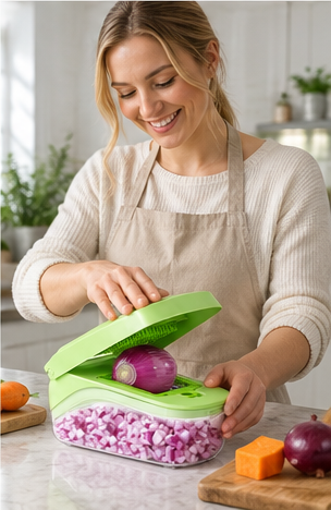 🥕 Veggie Slicer | ABS & Steel | Meal Prep | Gift for Cooks | 12-in-1 Cuts