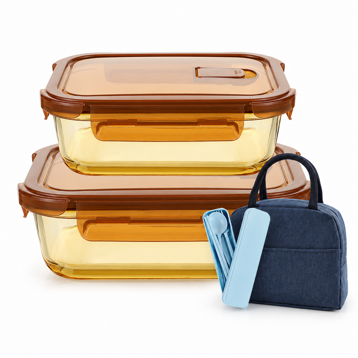 👜🍱 Food Storage | Glass & Plastic | Lunch Prep | Gift for Families | Amber Clear Design