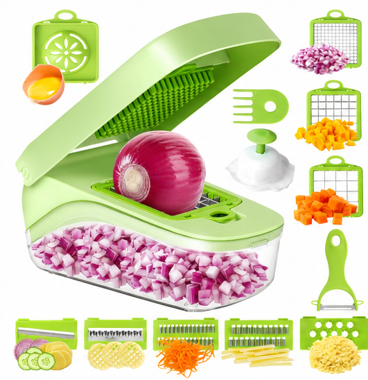 🥕 Veggie Slicer | ABS & Steel | Meal Prep | Gift for Cooks | 12-in-1 Cuts