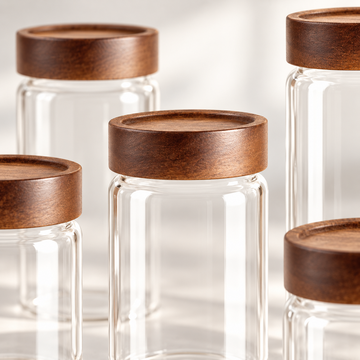 🫙 Food Storage | Glass & Wood | Pantry Organization | Gift for Homes | Clear Minimalism