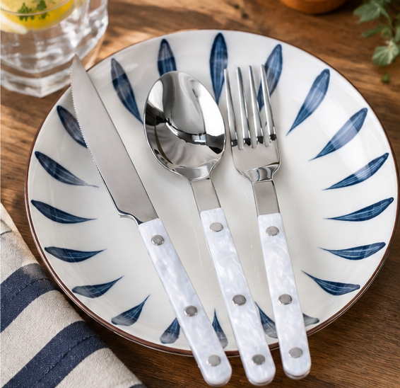 🍴 Flatware Set | Stainless Steel | Daily Dining | Gift for Homes | Pearl Handles