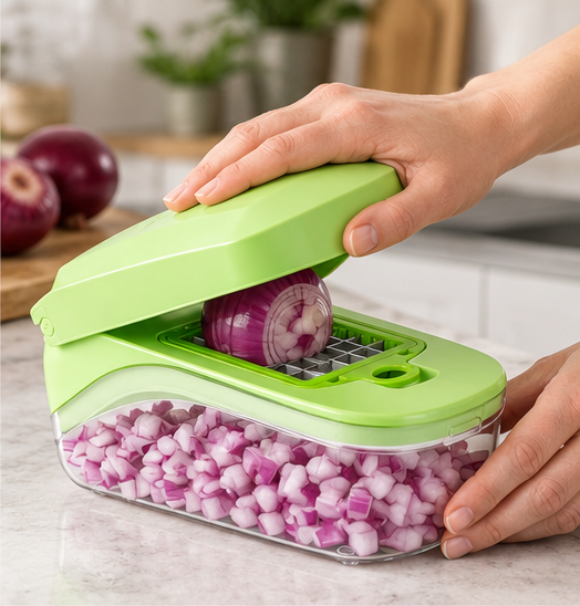 🥕 Veggie Slicer | ABS & Steel | Meal Prep | Gift for Cooks | 12-in-1 Cuts