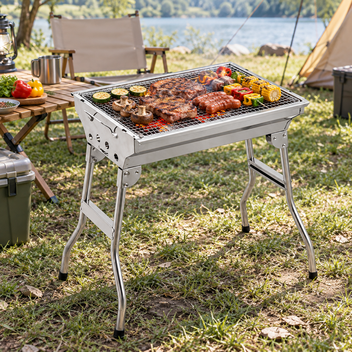 🔥 BBQ Grill | Stainless Steel | Outdoor Cooking | Gift for Grillers | Foldable Design