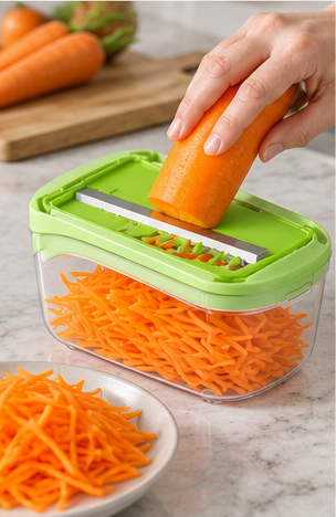 🥕 Veggie Slicer | ABS & Steel | Meal Prep | Gift for Cooks | 12-in-1 Cuts