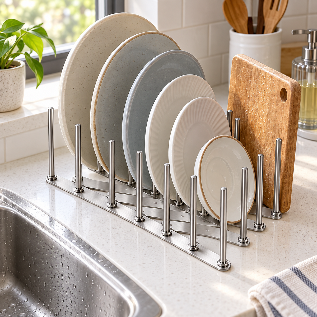 🍽️ Dish Rack | Stainless Steel | Kitchen Drying | Gift for Homes | Expandable Design