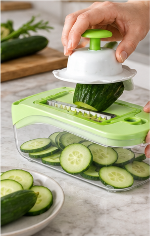 🥕 Veggie Slicer | ABS & Steel | Meal Prep | Gift for Cooks | 12-in-1 Cuts