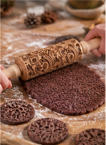 🥐 Baking Tools | Wood & Steel | Pastry Prep | Gift for Bakers | Embossed Patterns