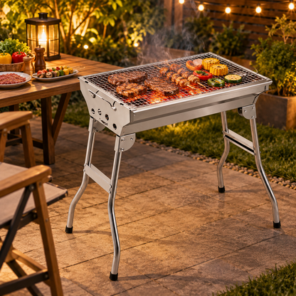 🔥 BBQ Grill | Stainless Steel | Outdoor Cooking | Gift for Grillers | Foldable Design